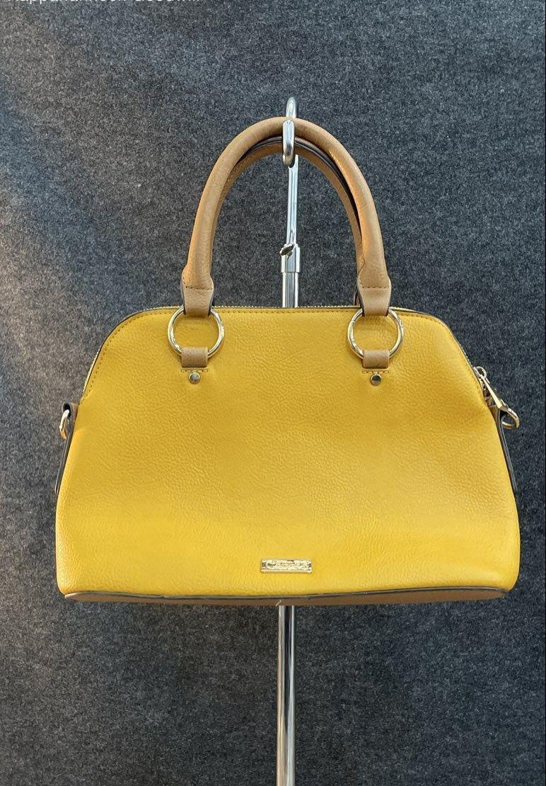 Carlos by Carlos Santana Yellow Pebbled Faux Leather Satchel Gold Hardware