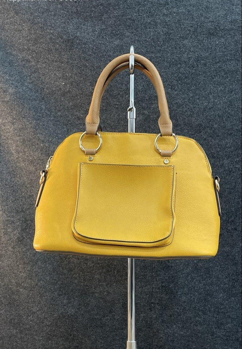 Carlos by Carlos Santana Yellow Pebbled Faux Leather Satchel Gold Hardware