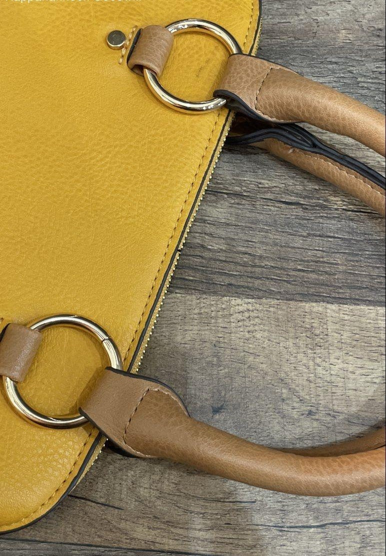 Carlos by Carlos Santana Yellow Pebbled Faux Leather Satchel Gold Hardware