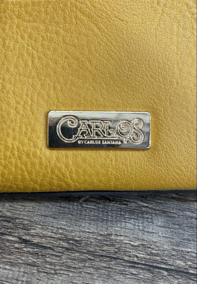 Carlos by Carlos Santana Yellow Pebbled Faux Leather Satchel Gold Hardware