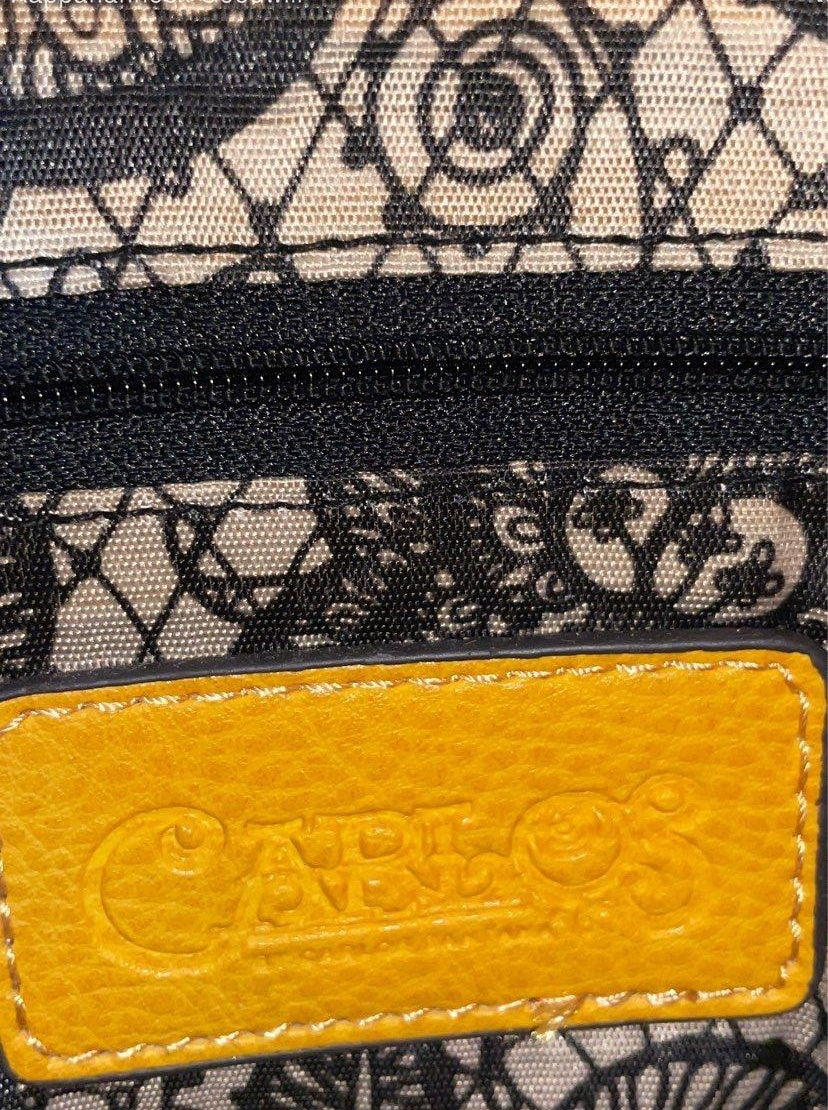 Carlos by Carlos Santana Yellow Pebbled Faux Leather Satchel Gold Hardware