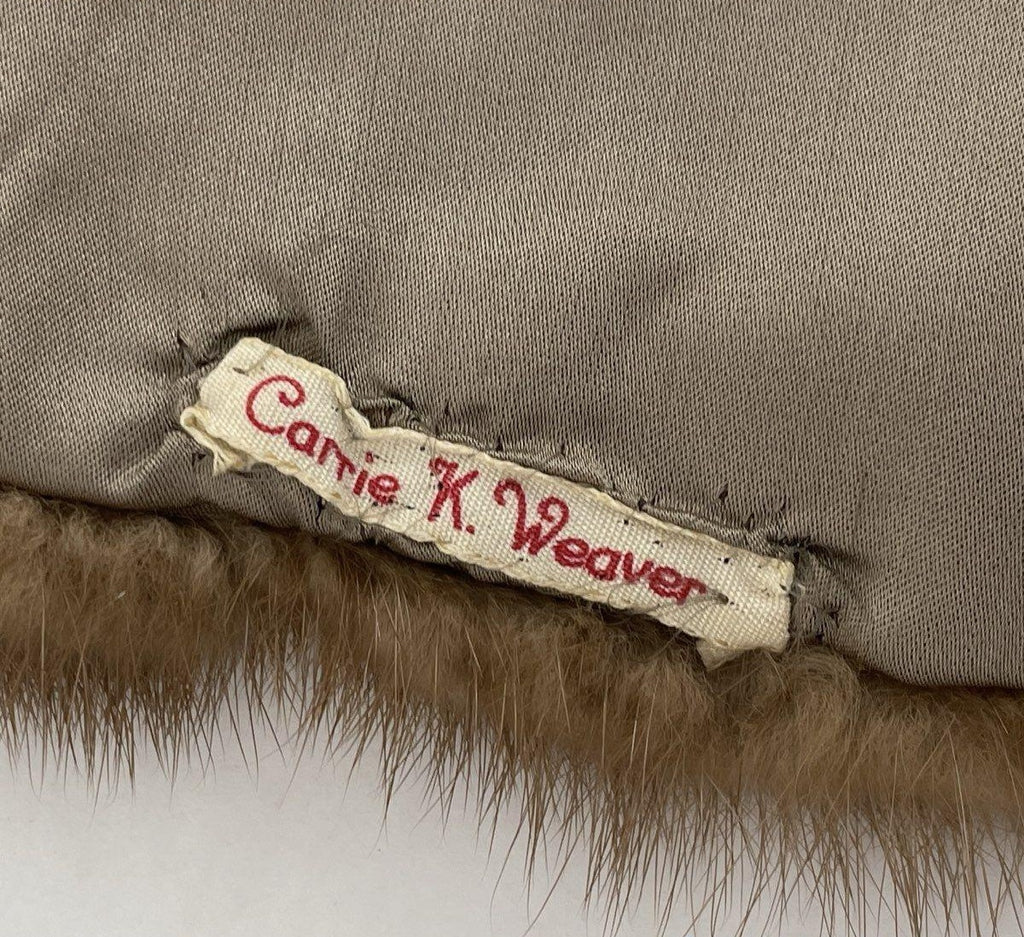Vintage 50's 60's Light Brown Mink Fur Cape Shawl Stole w Pockets