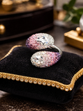 Swarovski Swan Signed Pink Crystal Wrap Ring Pavé Gradient Statement Ring Size 8