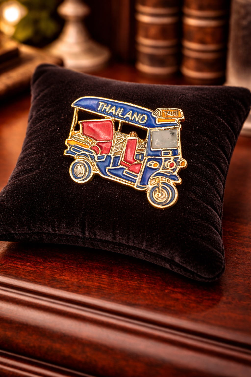 Thailand Tuk Tuk Brooch Colorful Enamel Rickshaw Pin Travel Souvenir Vintage Style Jewelry