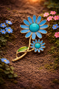 Vintage Weiss Blue Daisy Brooch Enamel Flower Pin Signed