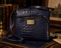 Marc Fisher Blue Croc Embossed Crossbody Bag with Gold Tone Hardware