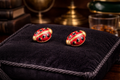 Avon Gold Tone Red Enamel Ladybug Stud Earrings Rhinestone Accent Whimsical Vintage Jewelry