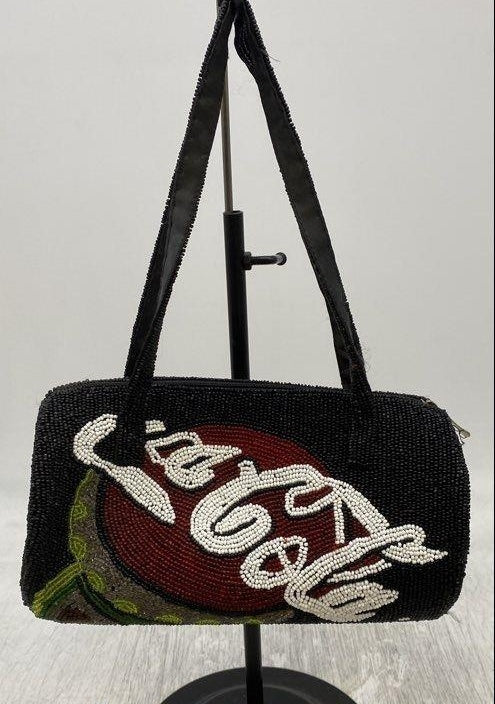 Vintage Coca-Cola Black/Red/Green Beaded Fabric Shoulder Bag Handbag/Purse