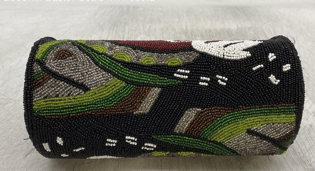 Vintage Coca-Cola Black/Red/Green Beaded Fabric Shoulder Bag Handbag/Purse