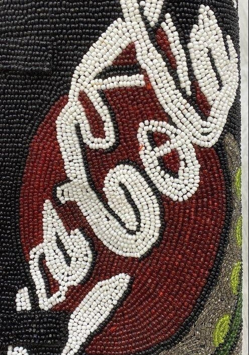 Vintage Coca-Cola Black/Red/Green Beaded Fabric Shoulder Bag Handbag/Purse