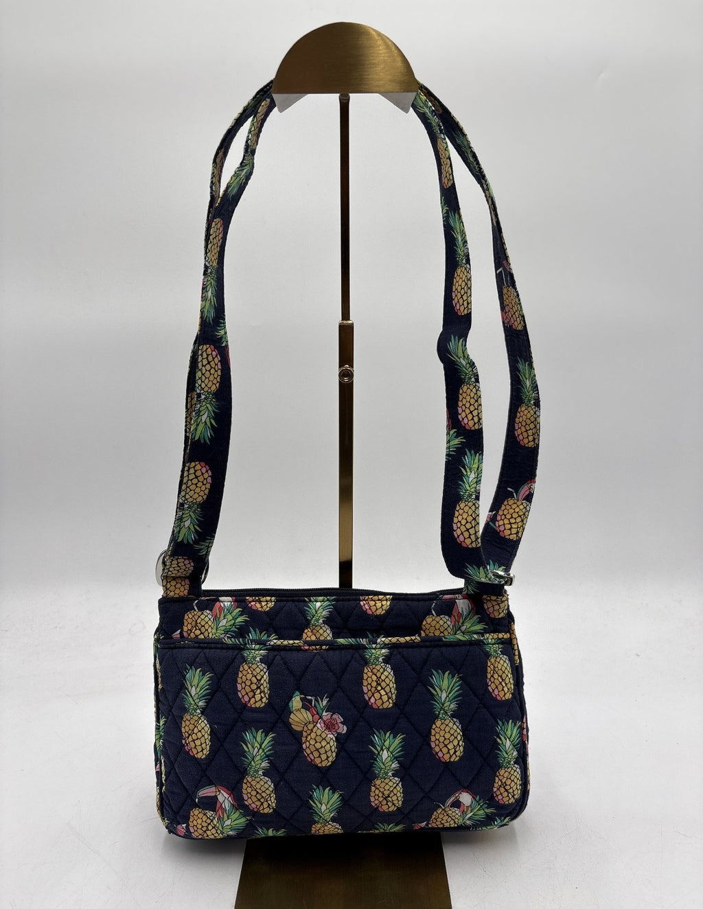 Vera Bradley Pineapple Print Quilted Shoulder Bag | Navy Tropical Handbag