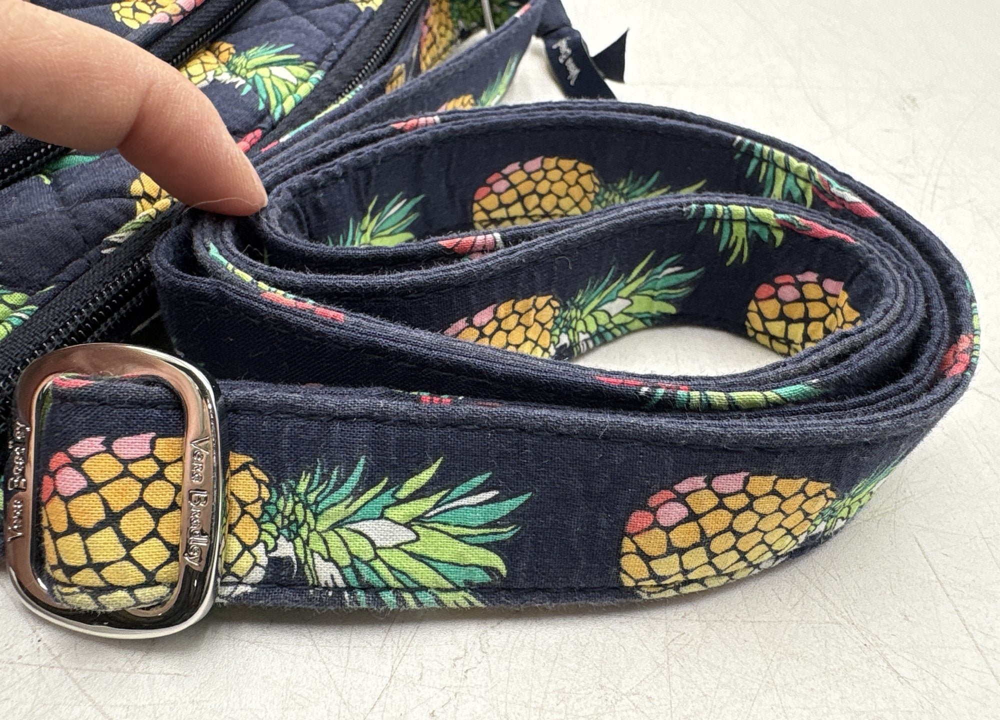 Vera Bradley Pineapple Print Quilted Shoulder Bag | Navy Tropical Handbag