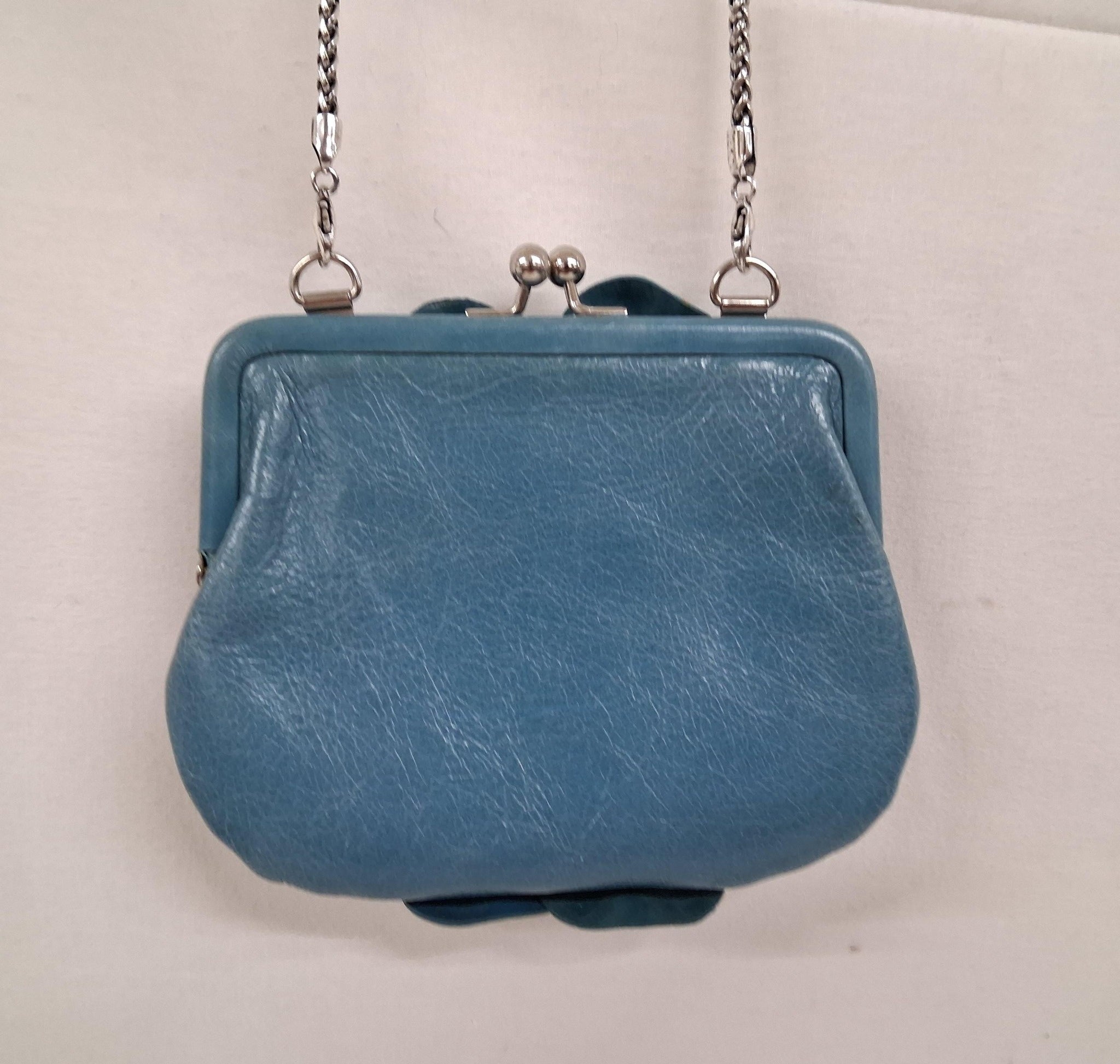 Blue Roselie Floral Coin Purse with Chain Strap | Compact Statement Crossbody Bag
