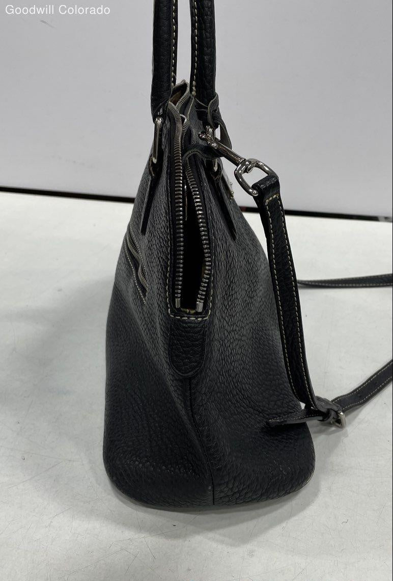 Dooney and Bourke Black Pebbled Leather Shoulder Bag | Classic Satchel Handbag
