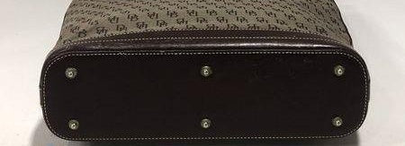 Dooney and Bourke Grey Brown Monogram Jacquard and Leather North South Tote