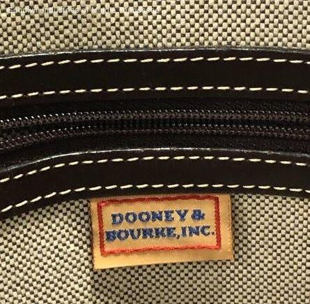 Dooney and Bourke Grey Brown Monogram Jacquard and Leather North South Tote