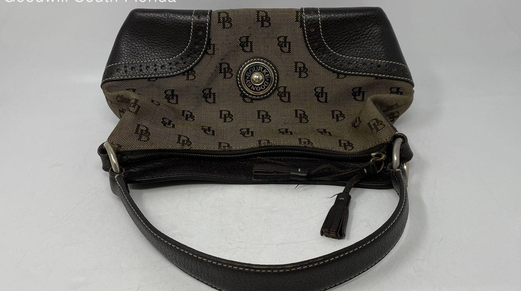 Dooney and Bourke Women's Brown Signature Leather Trim Tassel Shoulder Handbag