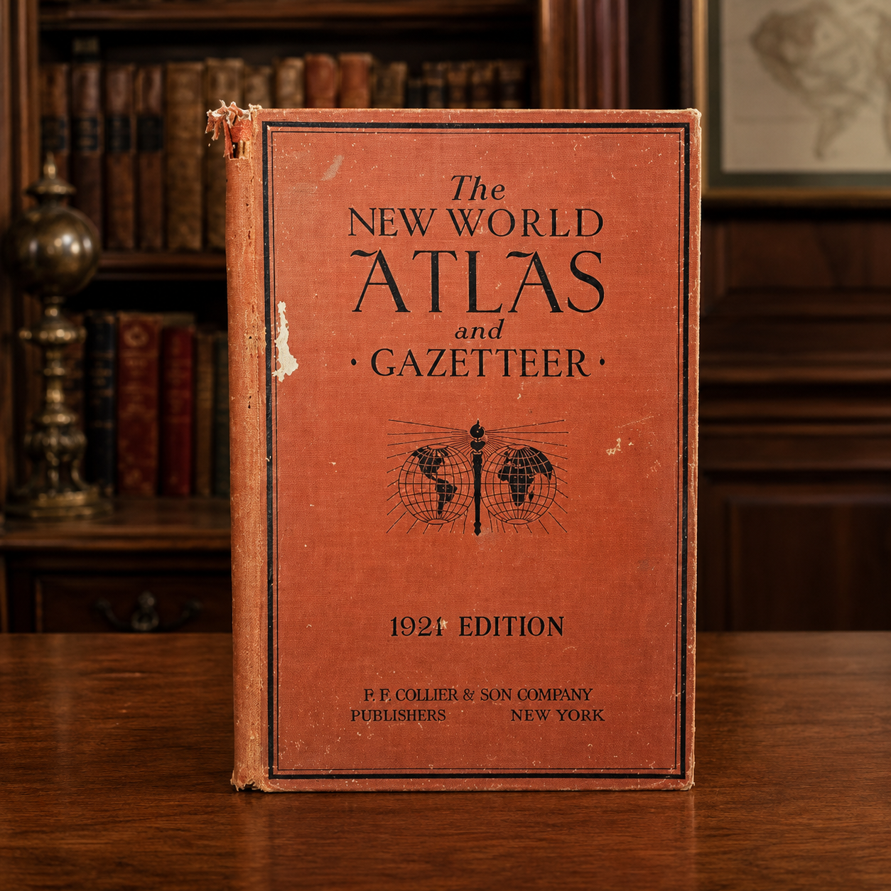 The New World Atlas and Gazetteer 1921 Hardcover Vintage Maps P.F. Collier