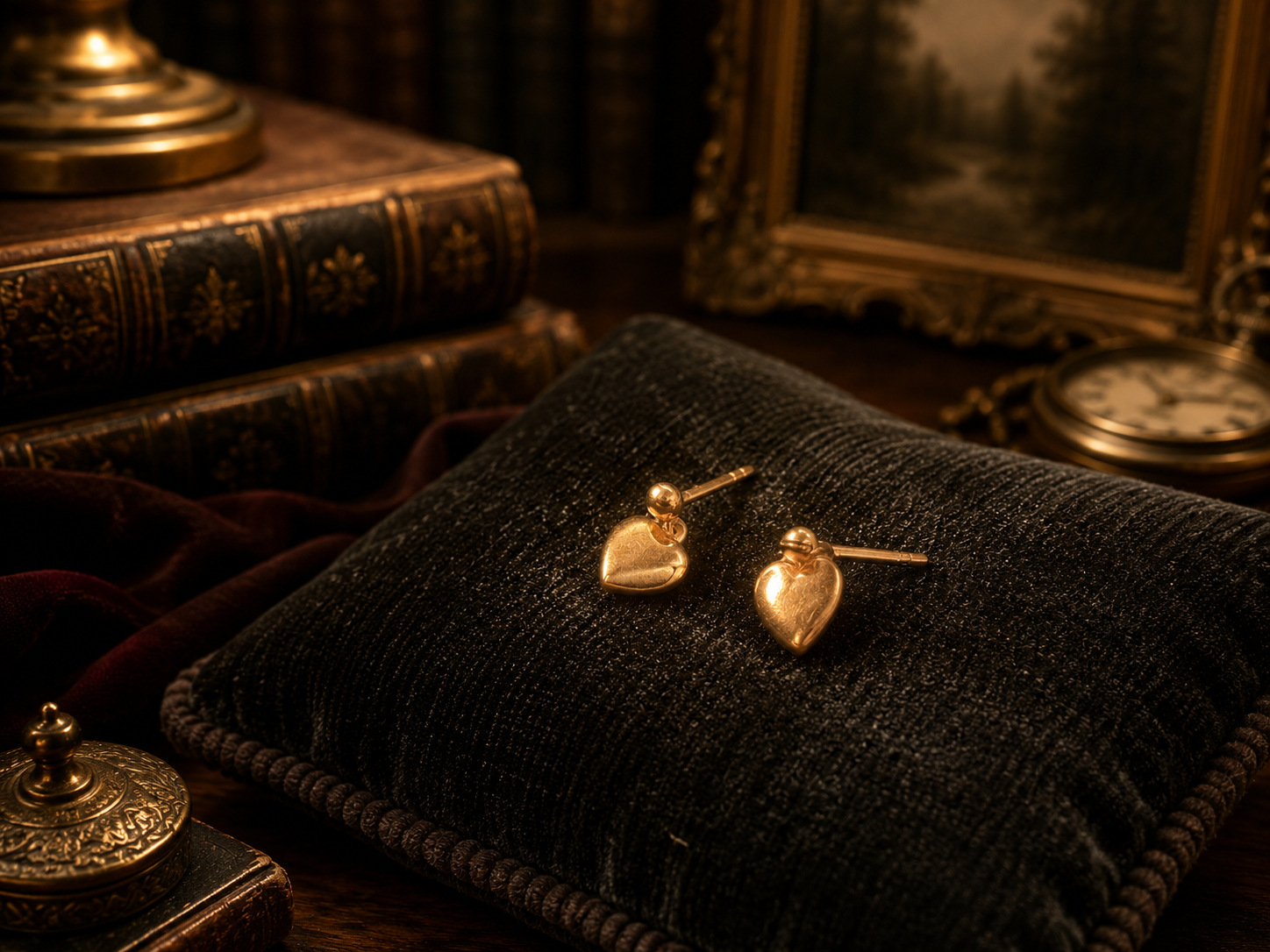 D’Joy Sterling Silver 925 Rose Gold Vermeil Heart Stud Earrings