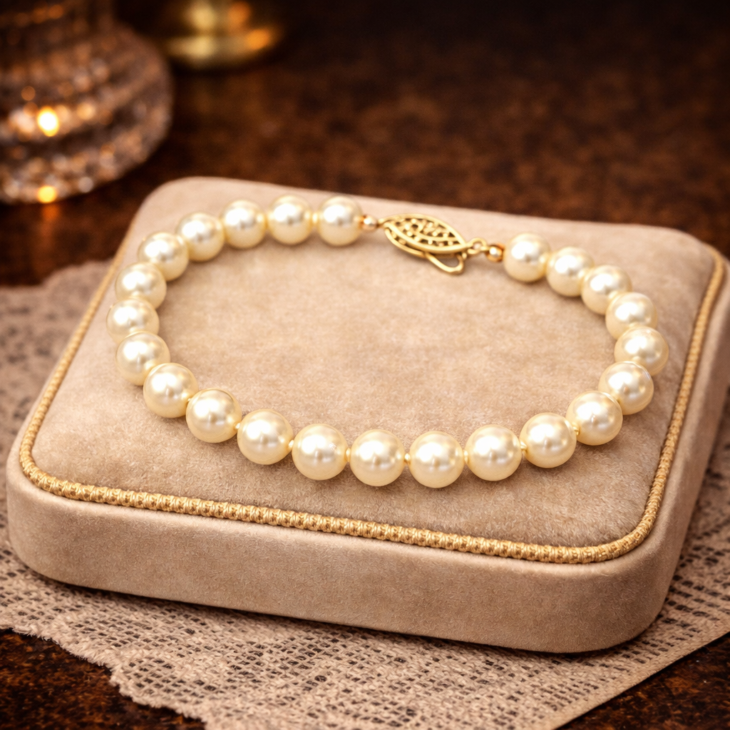 Classic Pearl Bead Bracelet with Filigree Clasp