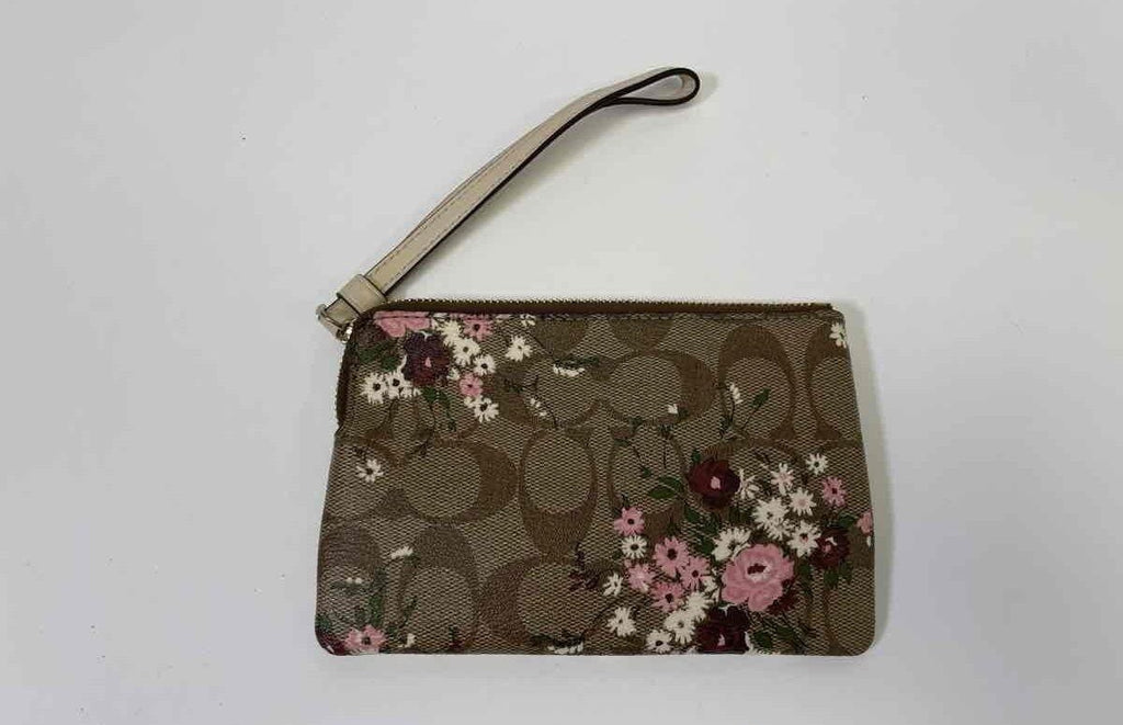 Coach Brown Floral Wristlet