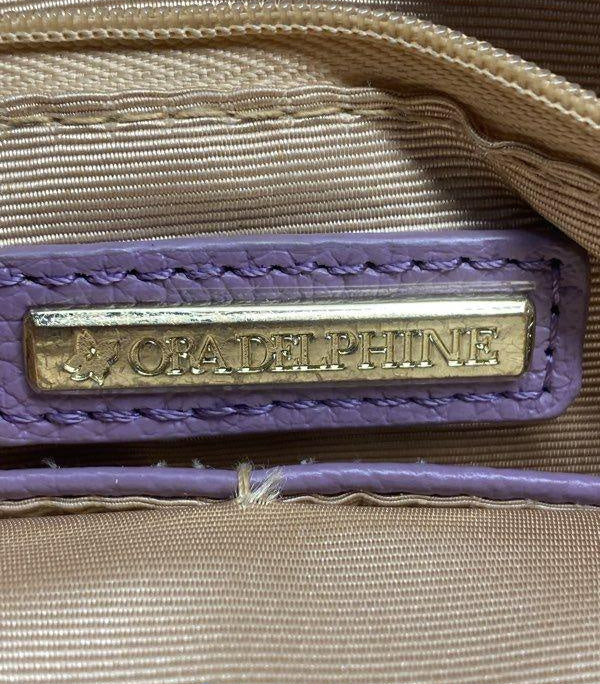 Ora Delphine Purple Pebbled Leather Satchel Crossbody Bag with Gold Hardware | Medium Everyday Handbag