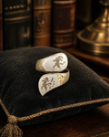 Two Tone Enamel Story Panel Wrap Ring