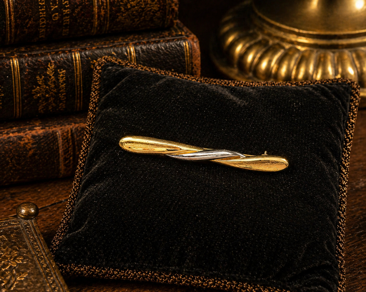 Gold Tone Silver Tone Bar Brooch