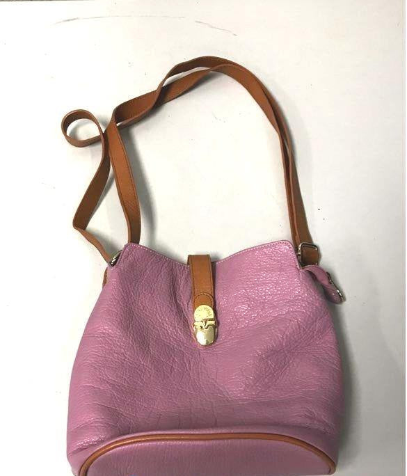 Valentina Pink Lavender Pebbled Leather Crossbody Bag | Soft Leather Bucket-Style Shoulder Purse