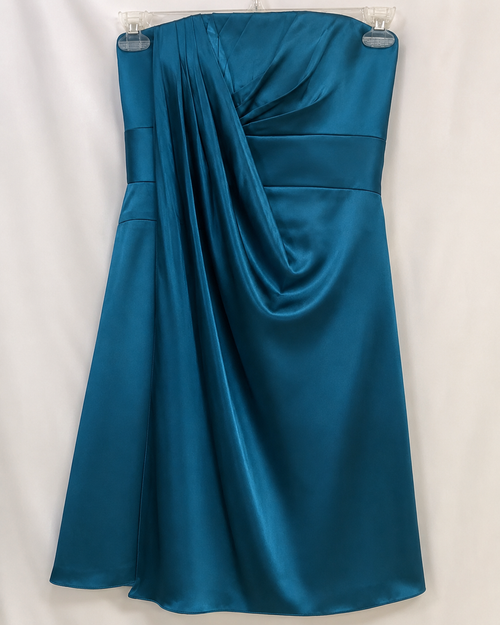 Bari Jay Teal Strapless Formal Dress Size 12 NWT | Satin Cocktail Evening Dress