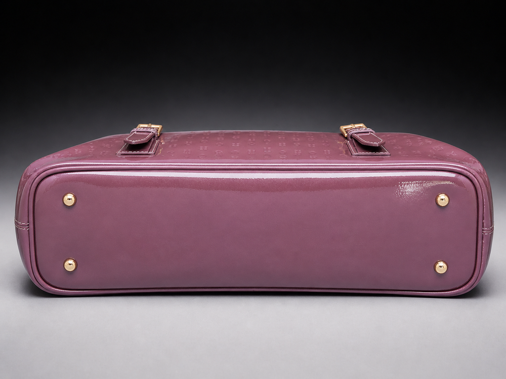 Arcadia Lavender Patent Leather Shoulder Bag Embossed Italian Handbag