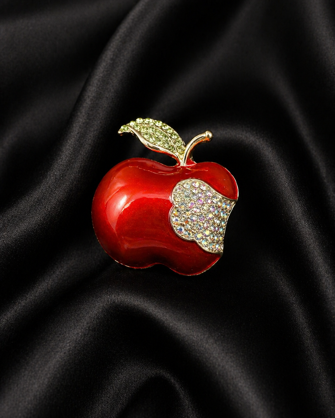 Red Apple Crystal Brooch