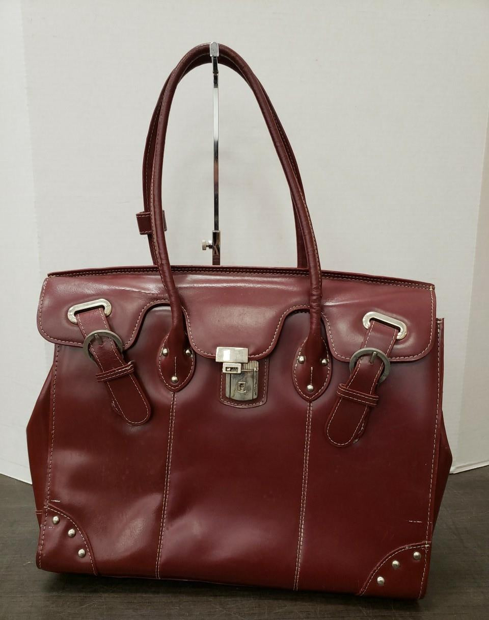 McKleinUSA Burgundy Leather Laptop Tote Bag | Professional Lock Closure Briefcase Shoulder Bag