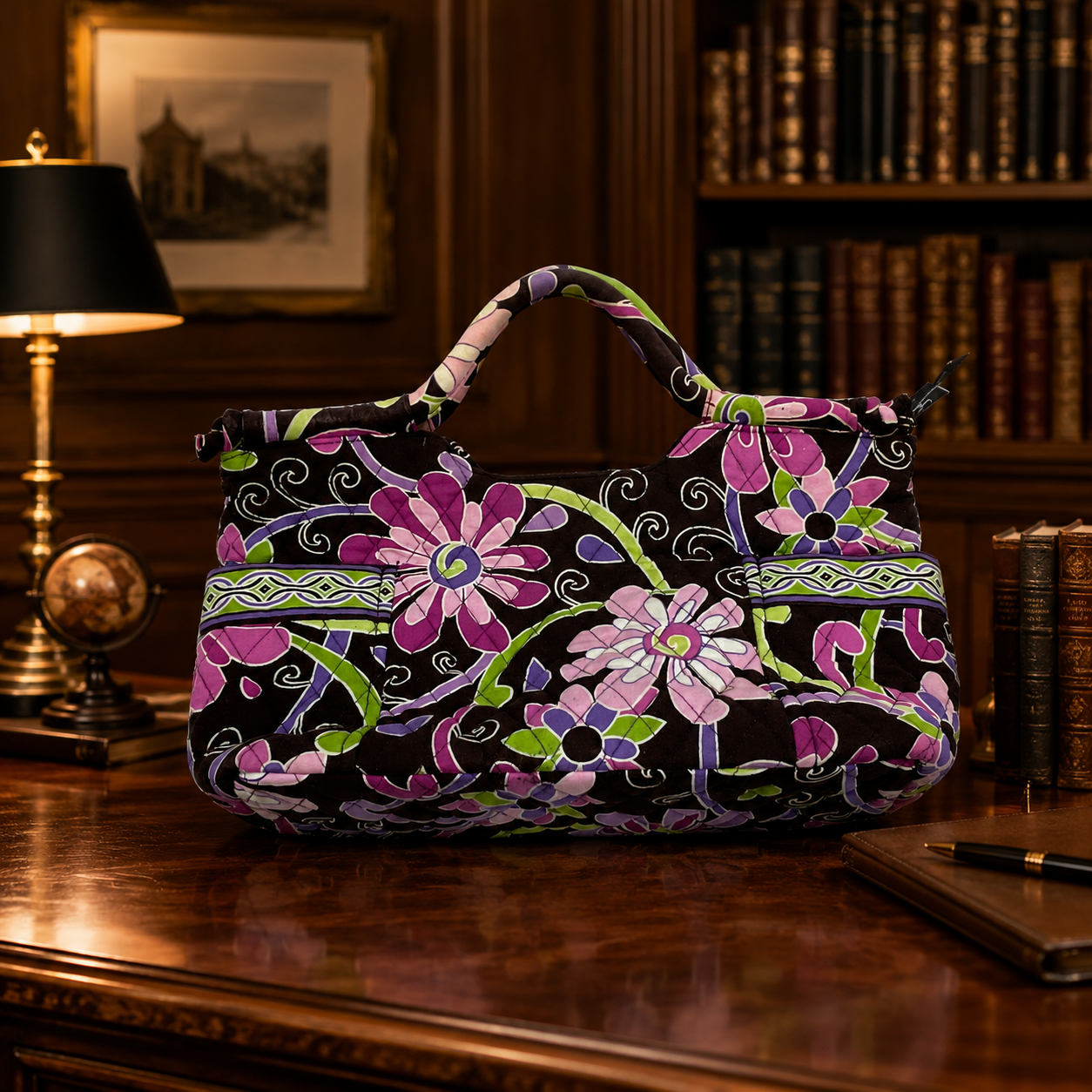 Vera Bradley Floral Quilted Shoulder Bag with Matching Wallet