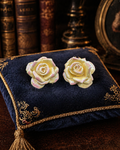 MYO Cream Pink Glazed Rose Clip Earrings