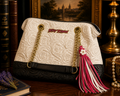 Betsey Johnson White Quilted Rose Shoulder Bag with Tassel Charm