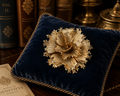 Lisner Gold Tone Layered Flower Brooch with Textured Leaf Petals
