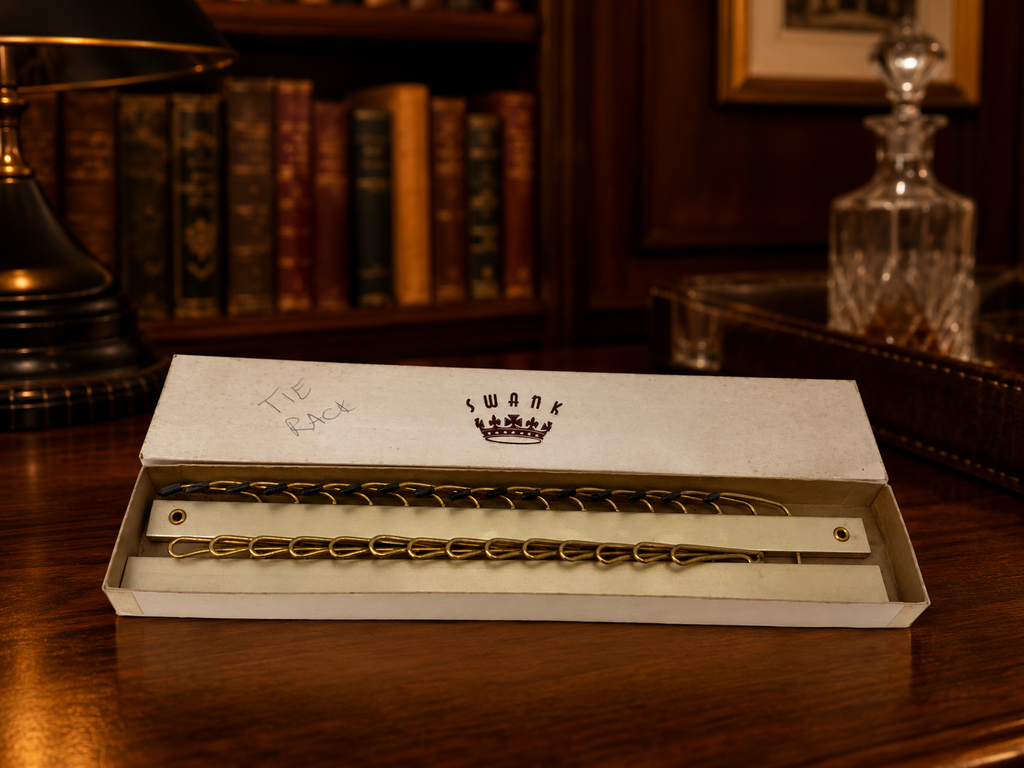 Vintage Swank Wall-Mount Tie Rack with Original Box