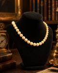 Vintage Peach Pearl Style Necklace with Decorative Crystal Clasp