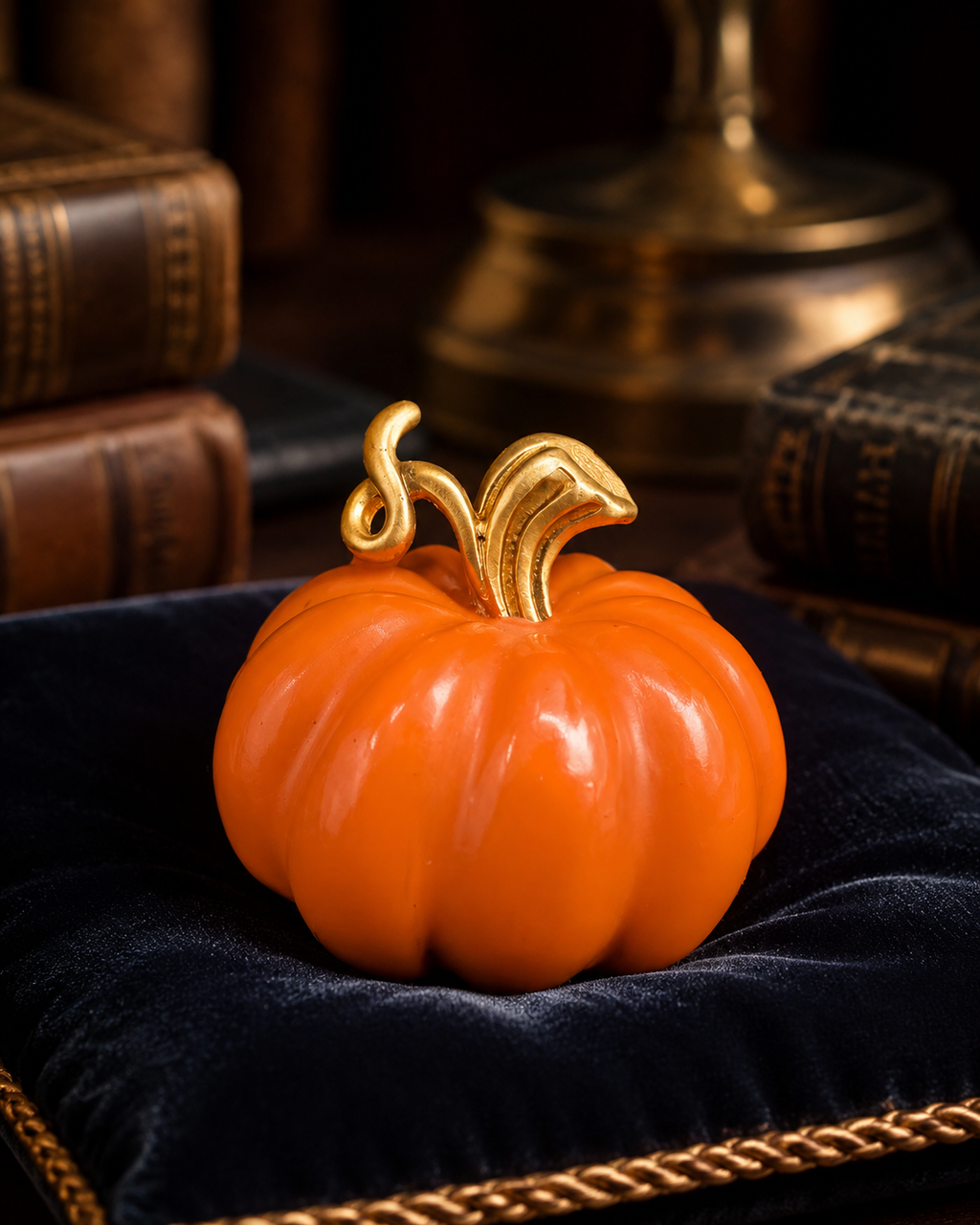 Gold Tone Orange Pumpkin Brooch | Autumn Harvest Statement Pin