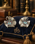 Rling Silver Tone Flower Butterfly Clip On Earrings