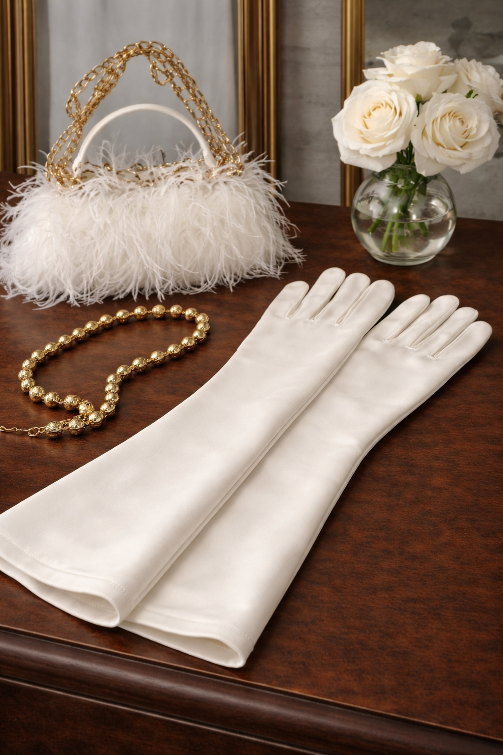 Vintage White Opera Length Dress Gloves | Classic Formal Ladies Evening Gloves