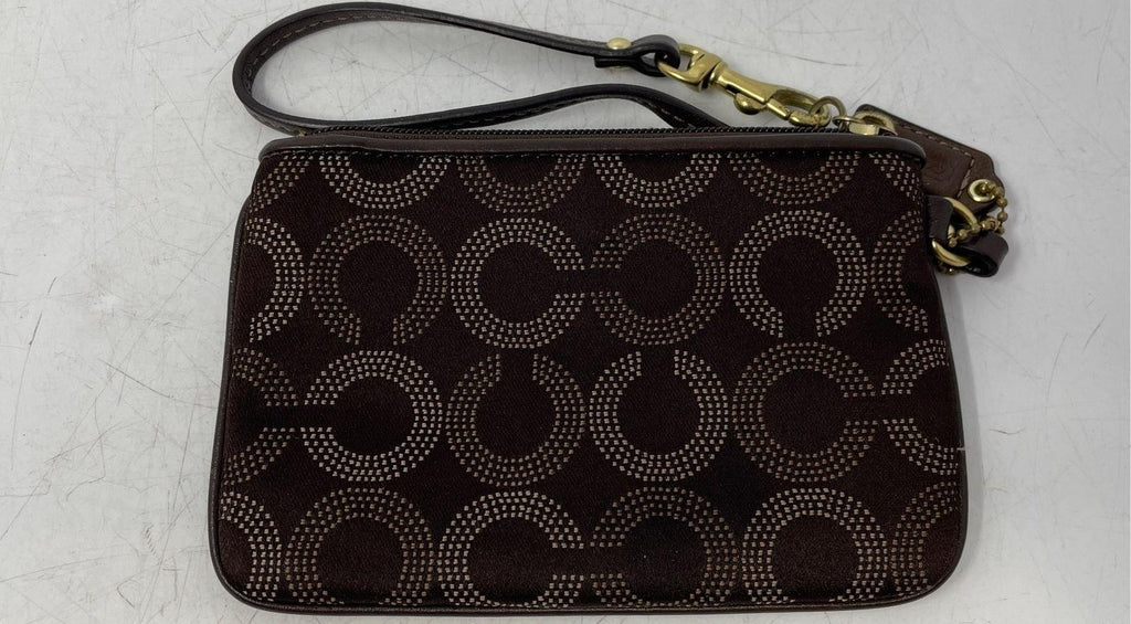 Coach Womens Madison 44443 Brown Op Art Signature Dots Zip Top Wristlet Wallet
