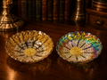 Peacock Gold Silver Multicolor Ceramic Cup Set of 2 in Box | 3.5" Decorative Trinket Bowls