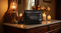 Gun Tote’n Mamas Black Pebbled Leather Crossbody Bag Foldover Flap Zip Pocket Purse