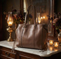 Rebecca Minkoff Brown Pebbled Leather Tote Handbag With Top Handles