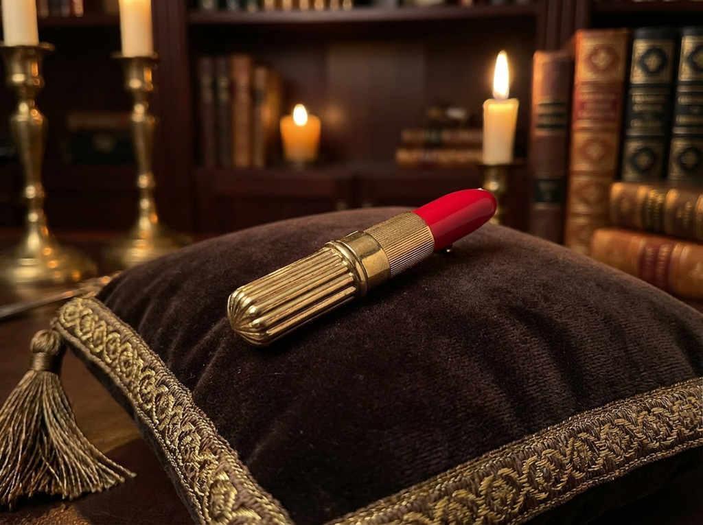 Piscitelli Gold Tone Red Lipstick Brooch