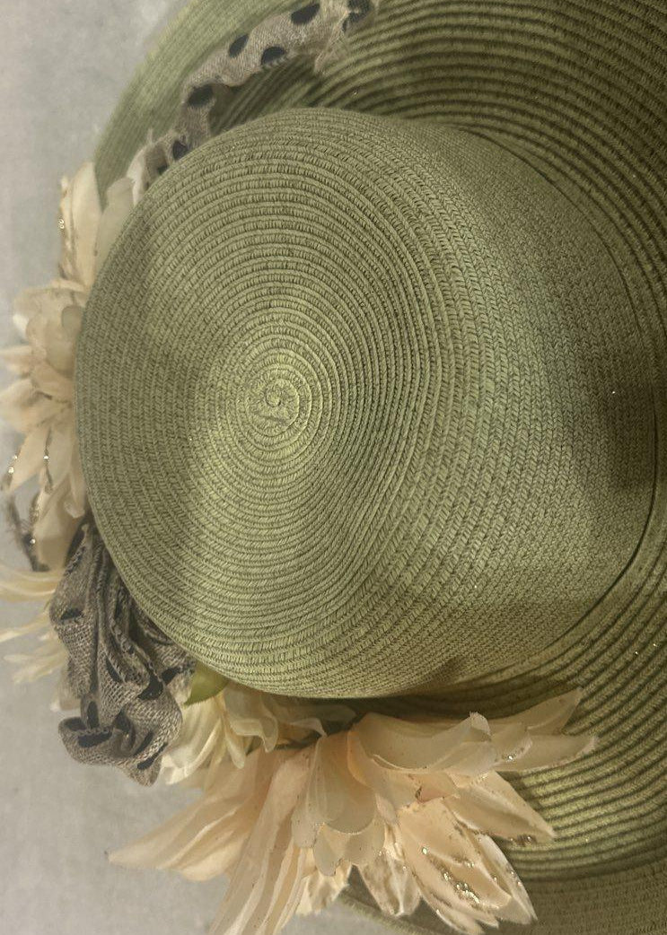 San Diego Hat Company Green Hat with Floral Band