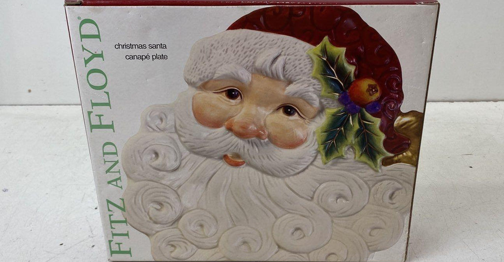 Fitz and Floyd Essentials Hand-Painted Santa Canapé Plate in Box