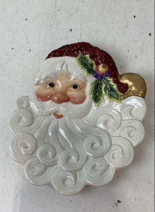 Fitz and Floyd Essentials Hand-Painted Santa Canapé Plate in Box
